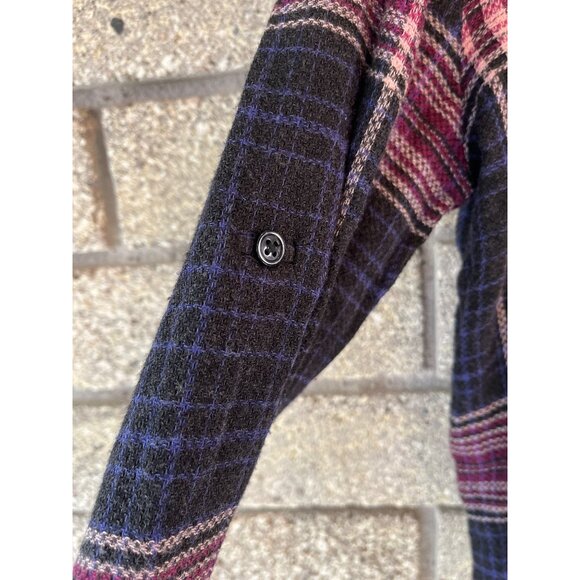 Cloth & Stone Plaid Button-Up Long Sleeve Shirt Black/Pink - Picture 4 of 9